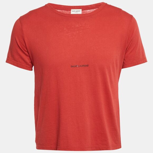 Saint Laurent Paris Red Logo Print Jersey T-Shirt M